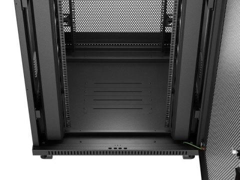 Szafa instalacyjna rack stojąca 19" 37U 800X800 czarna drzwi perforowane LCD Lanberg (Flat Pack)