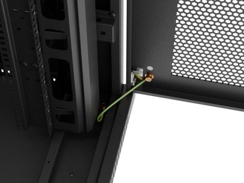 Szafa instalacyjna rack stojąca 19" 37U 800X800 czarna drzwi perforowane LCD Lanberg (Flat Pack)