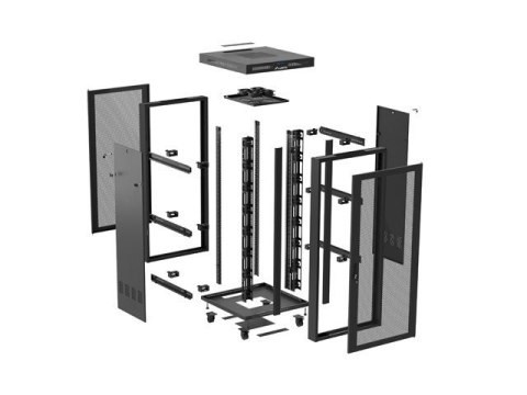 Szafa instalacyjna rack stojąca 19" 37U 800X800 czarna drzwi perforowane LCD Lanberg (Flat Pack)