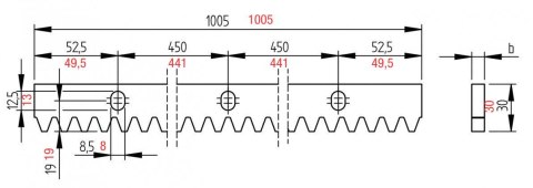 Listwa zębata CAME M4 8/1000mm - metalowa - do bram przesuwnych
