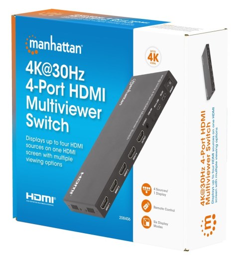 4-portowy HDMI Multiviewer Switch 4K 30Hz Manhattan