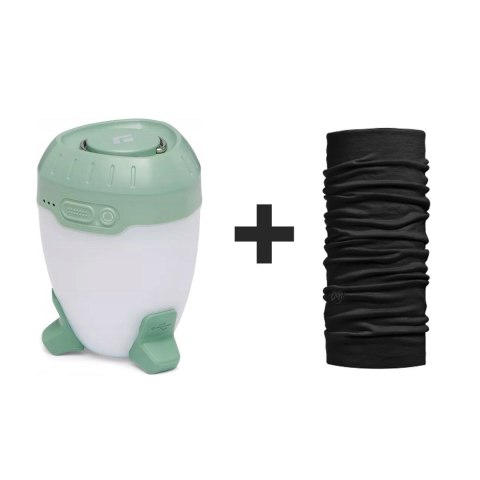 Latarka biwakowa Black Diamond Orbiter 450, desert sage + Chusta wielofunkcyjna Buff Merino Lightweight, solid black