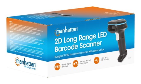 Skaner kodów kreskowych MANHATTAN 2D LED Ręczny skaner ręczny IP52 450 mm