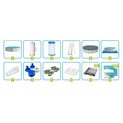 Basen ogrodowy stelażowy 457 x 107 cm zestaw 12w1 INTEX 26724