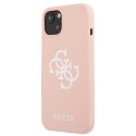 Guess GUHCP13SLS4GWPI iPhone 13 mini 5,4" różowy/pink hard case Silicone 4G Logo