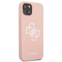 Guess GUHCP13SLS4GWPI iPhone 13 mini 5,4" różowy/pink hard case Silicone 4G Logo