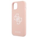 Guess GUHCP13SLS4GWPI iPhone 13 mini 5,4" różowy/pink hard case Silicone 4G Logo