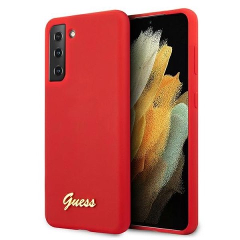 Guess GUHCS21MLSLMGRE S21+ G996 czerwony/red hardcase Silicone Script Metal Logo