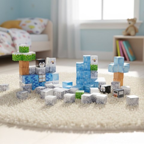 Klocki magnetyczne konstrukcyjne dla dzieci zestaw 97 elementów - Zima