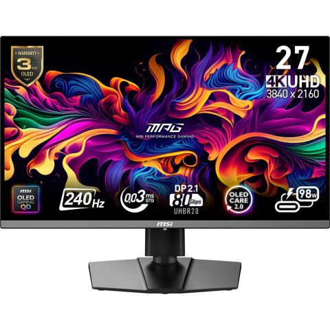 Monitor MSI MPG 272URXDE QD-OLED 27" 3840x2160 1x DisplayPort 2.1 / 2x HDMI 2.1