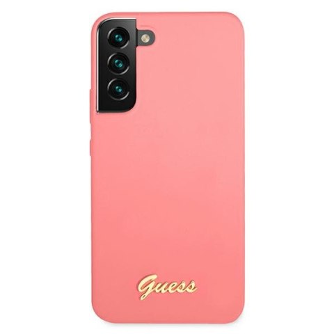 Guess GUHCS22MLSLMGFU S22+ S906 fuksja/fuchsia hardcase Silicone Script Metal Logo