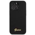 Guess GUHMP13XLSLMGBK iPhone 13 Pro Max 6,7" black/czarny hardcase Silicone Script Gold Logo MagSafe