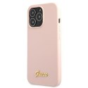 Guess GUHMP13XLSLMGLP iPhone 13 Pro Max 6,7" jasnoróżowy/light pink hardcase Silicone Script Gold Logo Magsafe