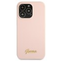 Guess GUHMP13XLSLMGLP iPhone 13 Pro Max 6,7" jasnoróżowy/light pink hardcase Silicone Script Gold Logo Magsafe