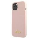 Guess GUHMP13MLSLMGLP iPhone 13 6,1" jasnoróżowy/light pink hardcase Silicone Script Gold Logo Magsafe