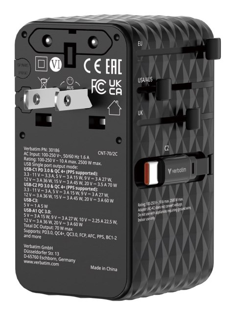 Ładowarka Verbatim Charge 'n' Travel 70W 2C