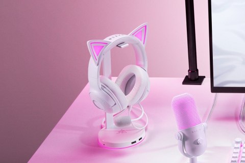 Zestaw słuchawkowy Razer Kraken Kitty V2 przewodowe nauszne z mikrofonem i redukcją szumów biały
