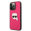 Karl Lagerfeld KLHCP13LPKMP iPhone 13 Pro / 13 6,1" różowy/pink hardcase Leather Ikonik Karl`s Head Metal