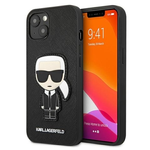 Karl Lagerfeld KLHCP13SOKPK iPhone 13 mini 5,4" czarny/black hardcase Saffiano Ikonik Karl`s Patch