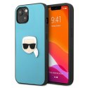 Karl Lagerfeld KLHCP13SPKMB iPhone 13 mini 5,4" niebieski/blue hardcase Leather Ikonik Karl`s Head Metal