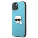 Karl Lagerfeld KLHCP13SPKMB iPhone 13 mini 5,4" niebieski/blue hardcase Leather Ikonik Karl`s Head Metal