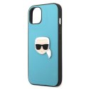 Karl Lagerfeld KLHCP13SPKMB iPhone 13 mini 5,4" niebieski/blue hardcase Leather Ikonik Karl`s Head Metal