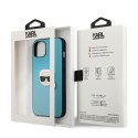 Karl Lagerfeld KLHCP13SPKMB iPhone 13 mini 5,4" niebieski/blue hardcase Leather Ikonik Karl`s Head Metal