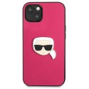 Karl Lagerfeld KLHCP13SPKMP iPhone 13 mini 5,4" różowy/pink hardcase Leather Ikonik Karl`s Head Metal