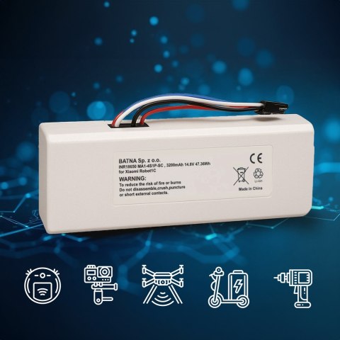 Bateria akumulator Xiaomi Robot 1C P1904-4S1P-MM, 3200mAh, 47.36Wh, STYTJ01ZHM Mijia 1C P1904-4S1P-MM (Dreame MC1808)
