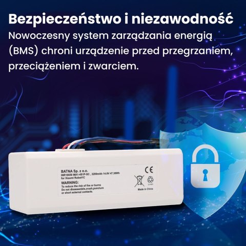 Bateria akumulator Xiaomi Robot 1C P1904-4S1P-MM, 3200mAh, 47.36Wh, STYTJ01ZHM Mijia 1C P1904-4S1P-MM (Dreame MC1808)