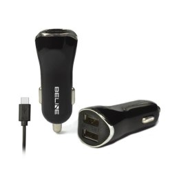 Ładowarka sam. Beline 2xUSB + USB-C 2,1A czarna/black