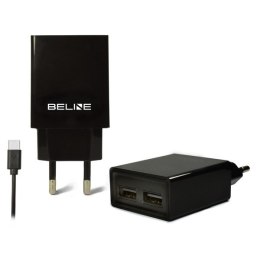 Ład. siec. Beline 2xUSB + USB-C 2A czarna/black