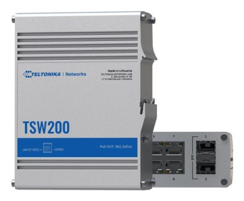 Switch Teltonika TSW200 x RJ45 1000Mb/s PoE+, 2x SFP, 240W