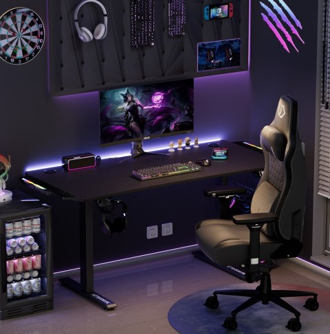 ULTRADESK Biurko dla gracza LEVEL V2, 140x68cm, 72-117cm, elektycznie regulowany