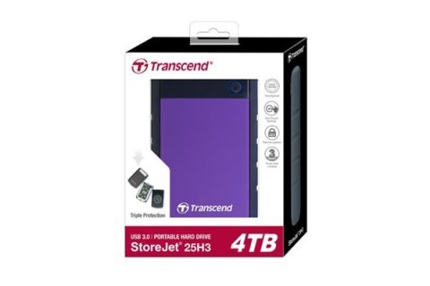 Dysk zewnętrzny HDD TRANSCEND StoreJet 25H3 (4TB /Czarno-fioletowy )