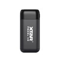 XTAR ŁADOWARKA Z FUNKCJĄ POWER BANK DO AKUMULATORÓW CYLINDRYCZNYCH LI-ION 18650/20700/21700 CZARNA - 2 KANAŁY PB2SLV2