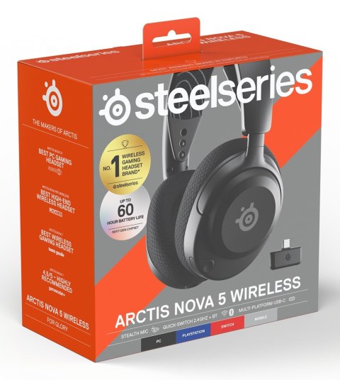 Seria SteelSeries | Zestaw słuchawkowy do gier | Arctis Nova 5 | Łączność Bluetooth | Nauszne | Mikrofon | Redukcja szumów | Łąc