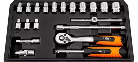 Zestaw kluczy nasadowych10-230, 20 szt, rozmiar 1/4, walizka, NEO TOOLS