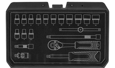 Zestaw kluczy nasadowych10-230, 20 szt, rozmiar 1/4, walizka, NEO TOOLS