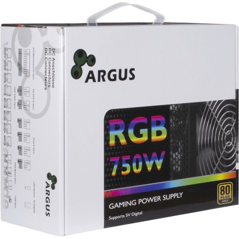Zasilacz Argus RGB-750W CM II - ATX12V 2.3 AC 100/240 V - 750 Watt - aktiv PFC - sort