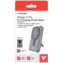 Powerbank Verbatim Charge n Go 10000mAh z podstawką Magnetic Wireless wyświetlacz TFT 2xkabel USB-C szary 32272