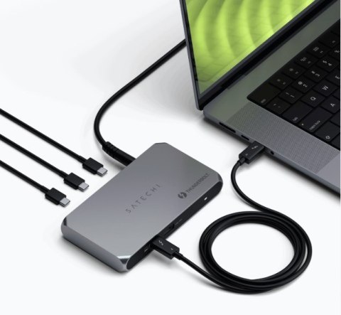 Satechi Thunderbolt 4 Slim Hub Pro - hub USB-C (port DC 20V, USB 3.2 Gen 2 Data Port, 3x port Thunderbolt 4) (space gray)