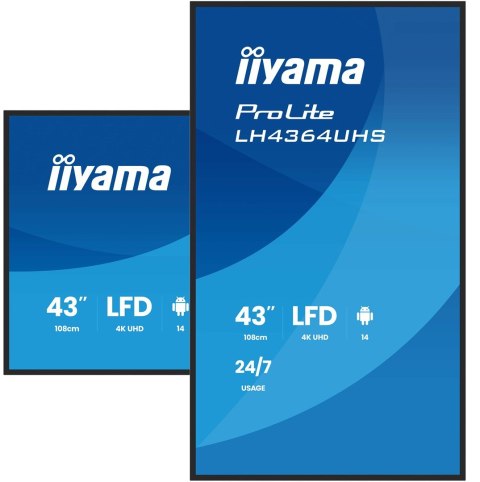 Płaski ekran iiyama LH4364UHS-B1AG 43 cale LCD UHD - 109,2 cm