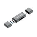 Czytnik kart SD / microSD Vention ze złączami USB 3.0 USB-C microSD szary