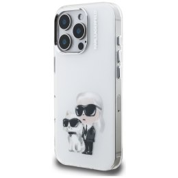 Etui Karl Lagerfeld IML Aquarelle Karl & Choupette & Logo do iPhone 16 Pro biały