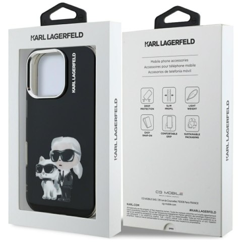 Etui Karl Lagerfeld IML Aquarelle Karl & Choupette & Logo do iPhone 16 Pro czarny