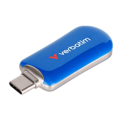 Verbatim USB flash disk, USB C, 64GB, Plectra, niebieski, 30232, USB C
