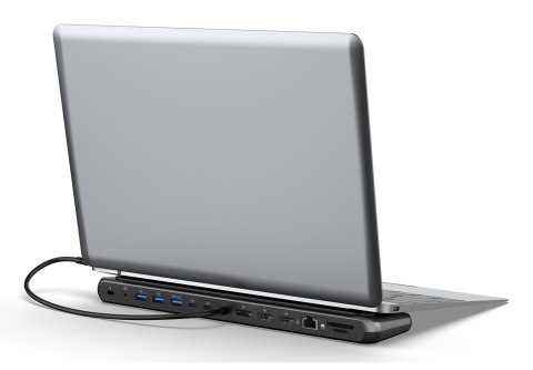 Stacja dokująca USB-C 12 portowa, max. 8K/30Hz z HDR, HDMI, DP, max. 3 monitory (MST), USB-C 3.2 Gen2, Gigabit Ethernet, SD/Micr