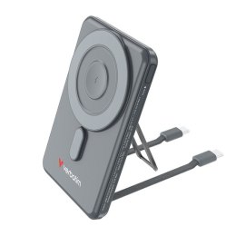 Verbatim, Powerbank Charge ,n, Go z dwoma kablami, 5V, ładowanie telefonu, 32251, 5 000mAh, Mocowanie magnetyczne, szara