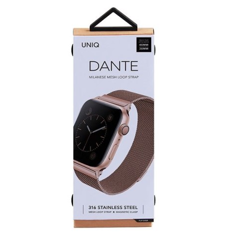 UNIQ pasek Dante Apple Watch Series 4/5/6/7/SE 40/41mm. Stainless Steel różwo-złoty/rose gold